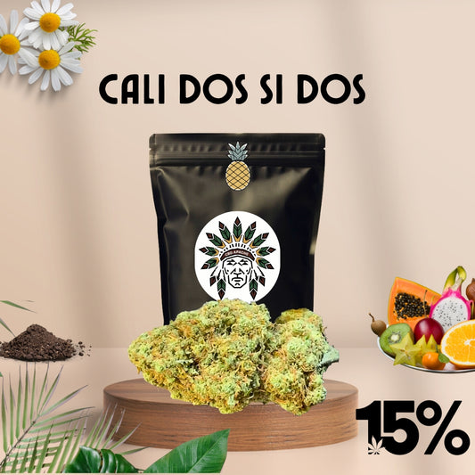 CBD Blüten Sorte: Cali Dos Si Dos - Erdig Tropisches Aroma