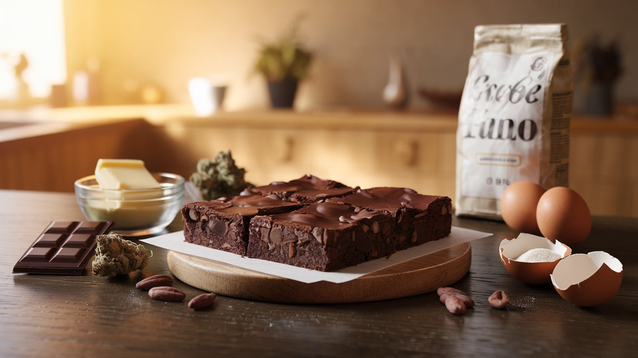 Ein Frischer selbst gemachter CBD Blüten Brownie für Genießer.